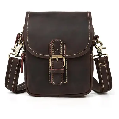 Pánská crossbody brašna z pravé kůže Barva (Varianta): Design1 tmavě hnědá