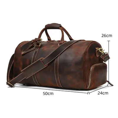 Vintážní kožená taška 52cm cestovní weekend bag Barva (Varianta): tmavě hnědá