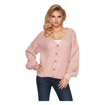 Volný cardigan krátký oversize PeeKaBoo 30077 Barva: Růžová