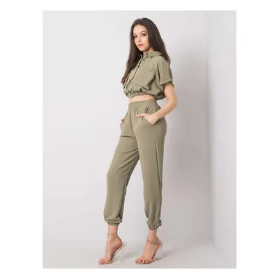 Casual set, krátká košile a tepláky 346-KMPL-5002.58 Barva: Khaki