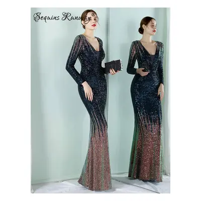 Maxi plesové šaty Sequins SQ686 Barva: Tmavě Modrá