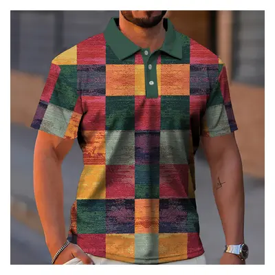 Barevné pánské tričko polo košile patchwork