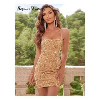 Sexy krátké šaty Sequins SQ671 Barva: Zlatá