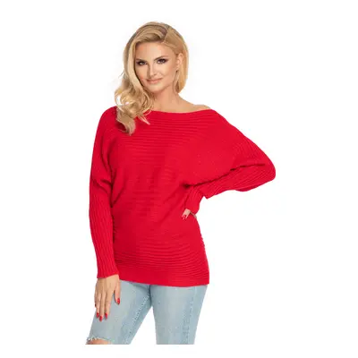 Svetr OVERSIZE BATWING odhalující rameno 70036 Barva: Červená