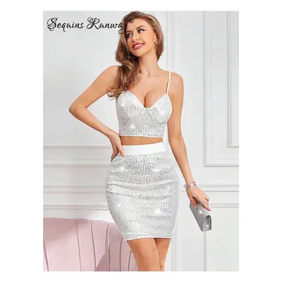 Klubové mini šaty Sequins SQ582 Barva: Bílá