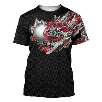 Unisex tričko s potiskem 3D samurai, satanic styl