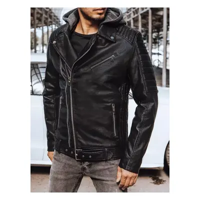 Černá pánská koženková bunda biker TX4244 - XXL Barva: Černá