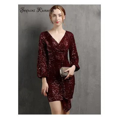 Klubové mini šaty Sequins SQ589 Barva: Vínová