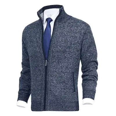 Pánský pletený cardigan na zip Barva: Modrá