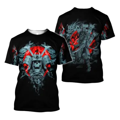 Unisex tričko s potiskem 3D samurai, satanic styl