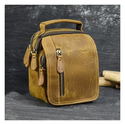 Multifunkční pánská baaška messenger bag přírodní kůže Barva (Varianta): crzy horse leather2