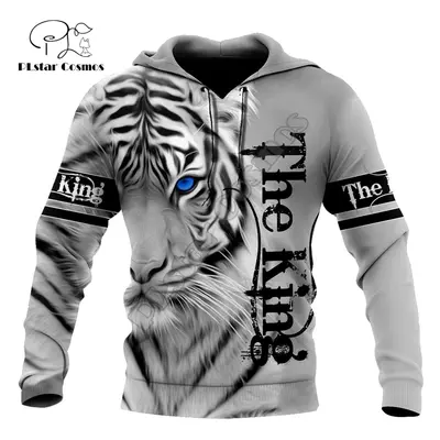 Unisex mikina s potiskem 3D bílý tygr King-Tiger