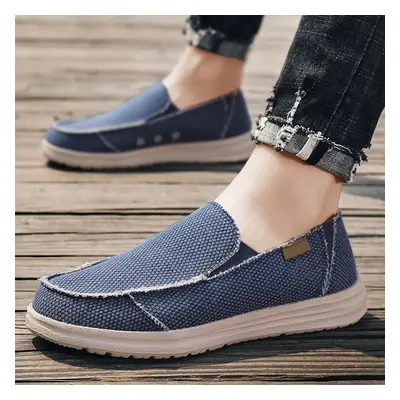 Džínové pánské boty nazouvací loafers denim canvas