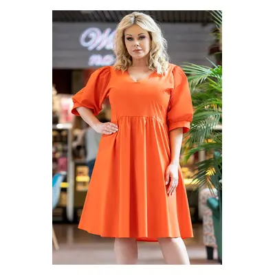 Řasené bavlněné šaty ZENOBIA PLUS SIZE Barva: Oranžová