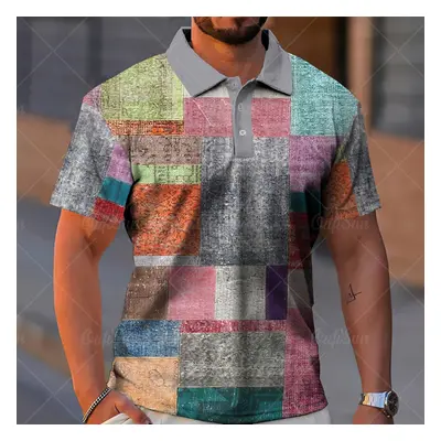 Barevné pánské tričko polo košile patchwork