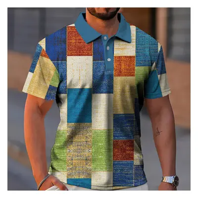 Barevné pánské tričko polo košile patchwork