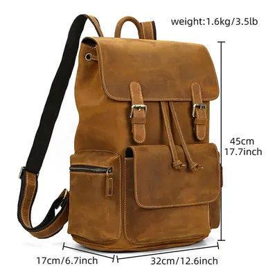 Kožený batoh vintage na notebook unisex cestovní Barva (Varianta): světle hnědá(45cm)