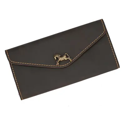 Luxusní unisex clutch kožené pouzdro s kovovým logem Barva (Varianta): 02 tmavě hnědá