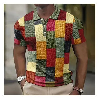 Barevné pánské tričko polo košile patchwork