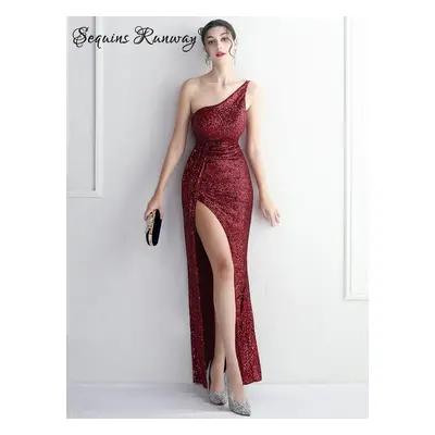 Maxi společenské šaty Sequins SQ707 Barva: Vínová