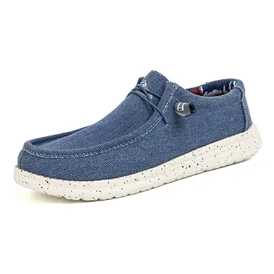 Plátěné nazouvací boty pánské denim loafers vzorované Barva: Modrá