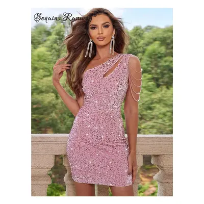 Plesové mini šaty Sequins SQ570 Barva: Růžová