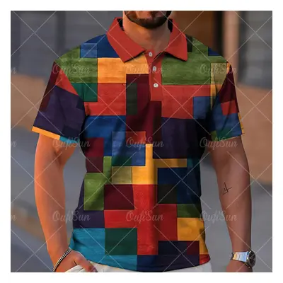 Barevné pánské tričko polo košile patchwork