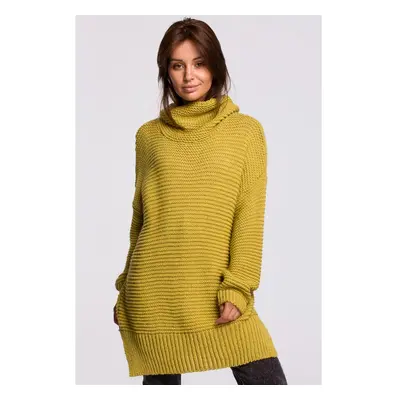 Oversize svetr turtleneck s rolákem BeWear BK047 Barva: Limetková