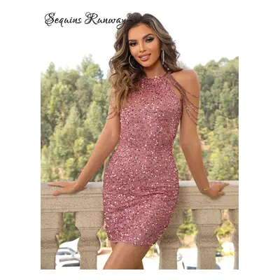 Sexy mini šaty Sequins SQ656 Barva: Barevná