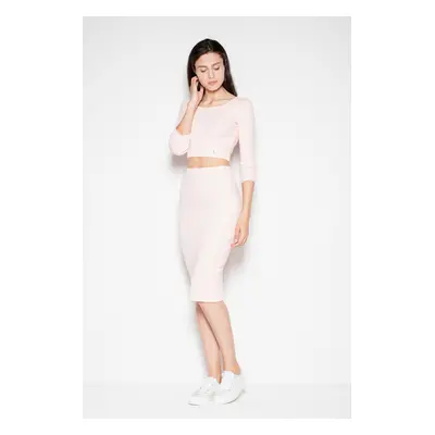 Sportovní set crop top a sukně po kolena VT032 VENATION Barva: Růžová