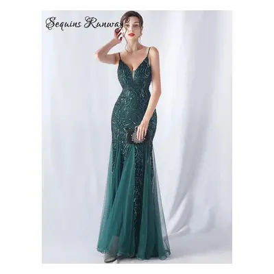 Maxi plesové šaty Sequins SQ682 Barva: Zelená