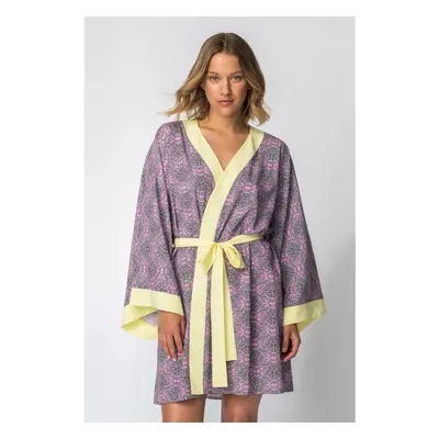 Kimono s barevným potiskem LA107 Barva: Fialová