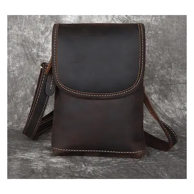 Kožená taška na telefon 7.5" crossbody Barva (Varianta): tmavě hnědá