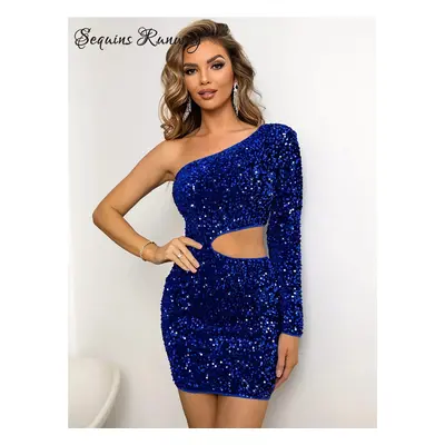 Společenské krátké šaty Sequins SQ622 Barva: Modrá