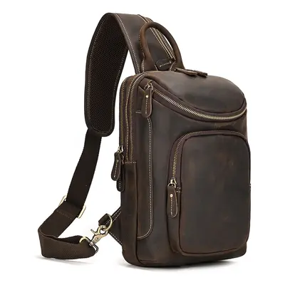 Crossbody kožený batoh pro pány vintage Barva (Varianta): tmavě hnědá