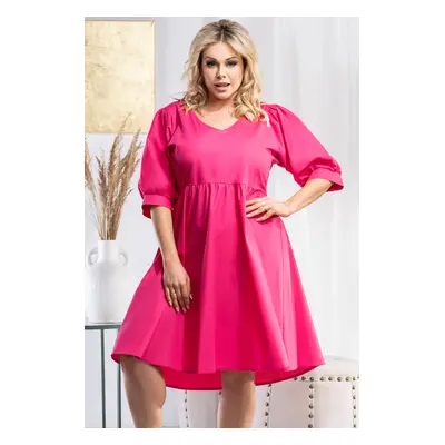 Řasené bavlněné šaty ZENOBIA PLUS SIZE Barva: Růžová