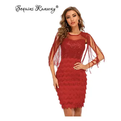 Dámské pesové šaty Sequins SF352 Barva: Červená