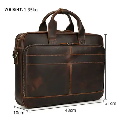 Masivní business taška v retro stylu Barva (Varianta): tmavě hnědá1(43cm)