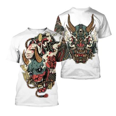 Unisex tričko s potiskem 3D samurai, satanic styl