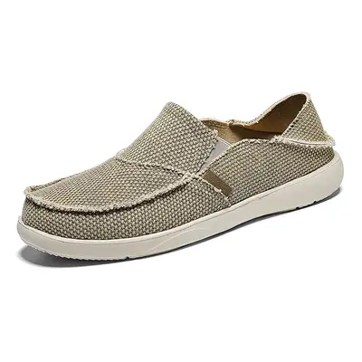 Letní plátěné boty pánské pohodlné džínové loafers Barva: Khaki