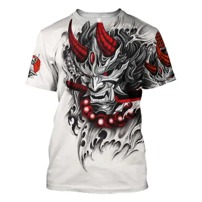 Unisex tričko s potiskem 3D samurai, satanic styl