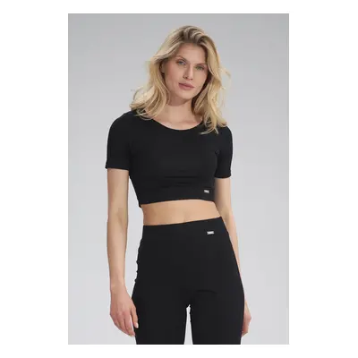 Top v crop stylu s krátkými rukávy M748 Barva: Černá