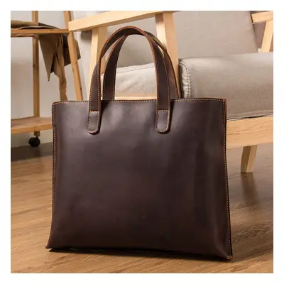 Elegantní hladká shopper kabelka Barva (Varianta): tmavě hnědá