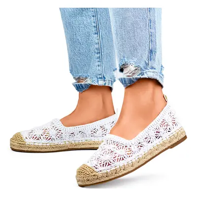 dámské krajkové espadrilky, klasické espadrilky Barva: Bílá