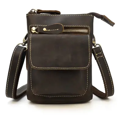 Pánské crossbody pouzdro se zipy Barva (Varianta): tmavě hnědá