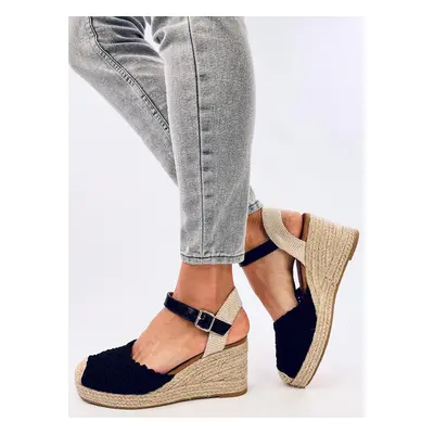 Sandály - dámské espadrilky na klínku, vysoké 8,5 cm MORELLI Barva: Černá