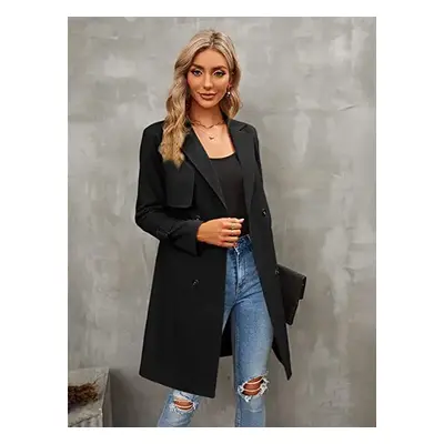 Klasický trench coat po kolena - ČERNÝ S Barva: Černá