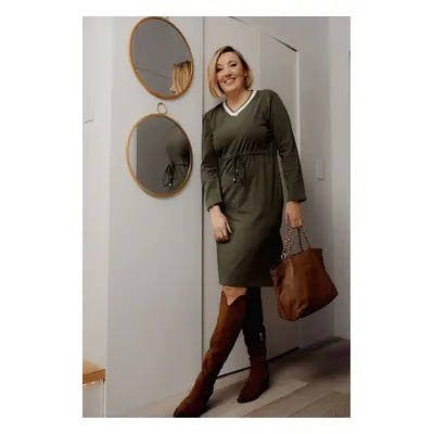 Šaty Plus Size se zavazováním v pase Barva: Khaki