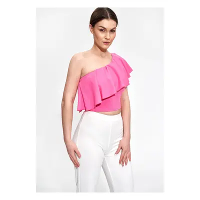 Crop top halenka s volánem M875 FIGL Barva: Růžová