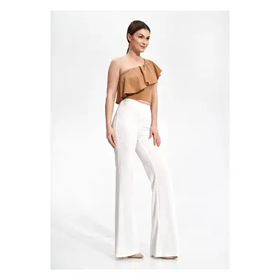 Crop top halenka s volánem M875 FIGL Barva: Béžová